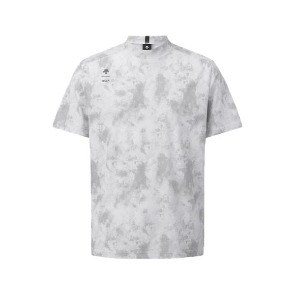 【 DESCENTE 105現貨 】半高領短袖水波紋上衣 白 