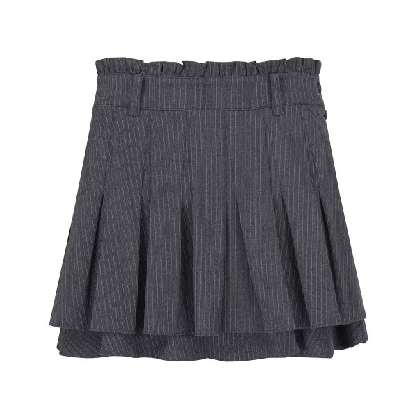 【 St ANDREWS XS現貨 】雙層條紋百褶裙 灰 