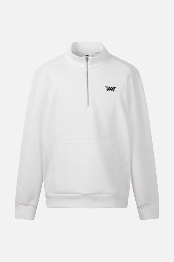 【 PXG 】男款秋冬拼接拉鍊上衣 白 