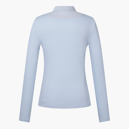 【 DESCENTE 80.85現貨 】女款拼接POLO衫 淺藍 