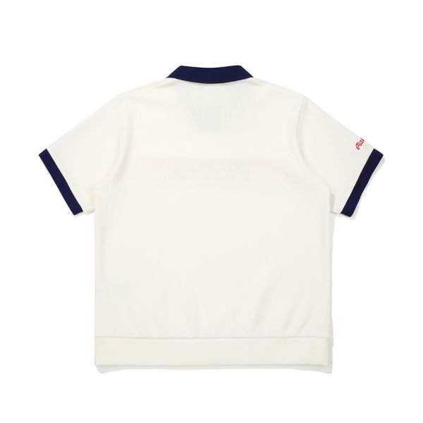 【 MALBON 】男款華夫格翻領上衣 白色 