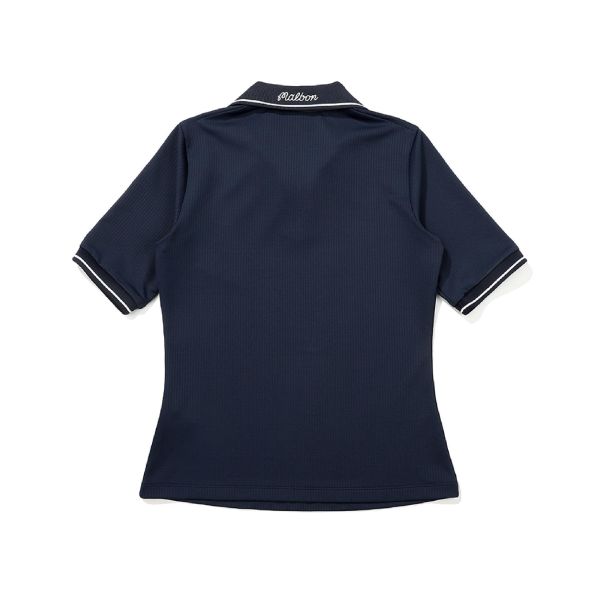 【 Malbon XS現貨 】女款螺紋V領POLO 海軍藍 