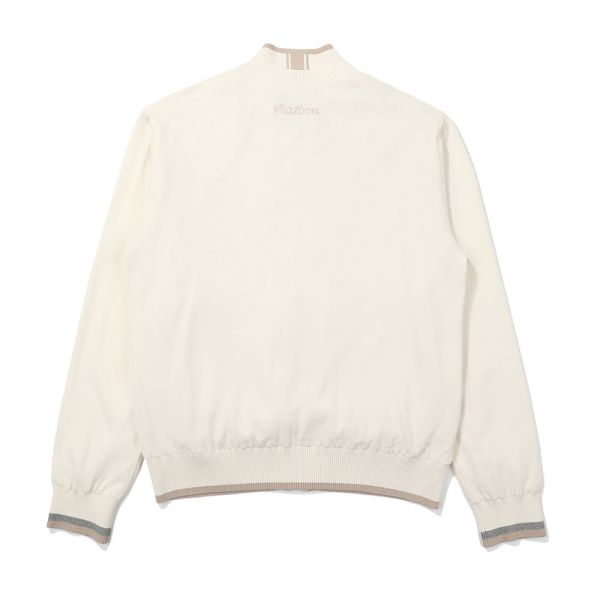 【 MALBON 】男款針織拉鍊外套 米白 
