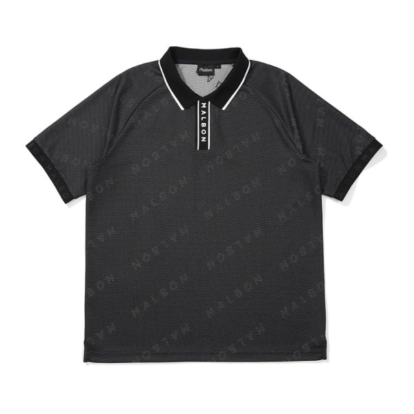 【 Malbon L現貨 】網設計透氣POLO 黑 