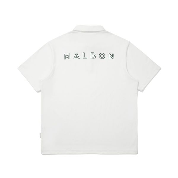 【 MALBON 】男款排汗速乾POLO衫 白色 