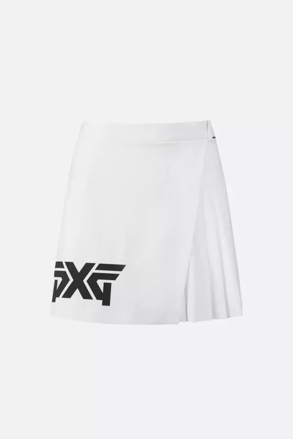 【 PXG 】不對稱百褶裙 白 