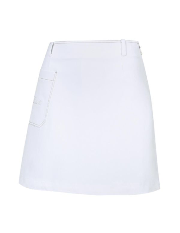 【 Titleist 】PLAY單邊口袋A字短裙 白 