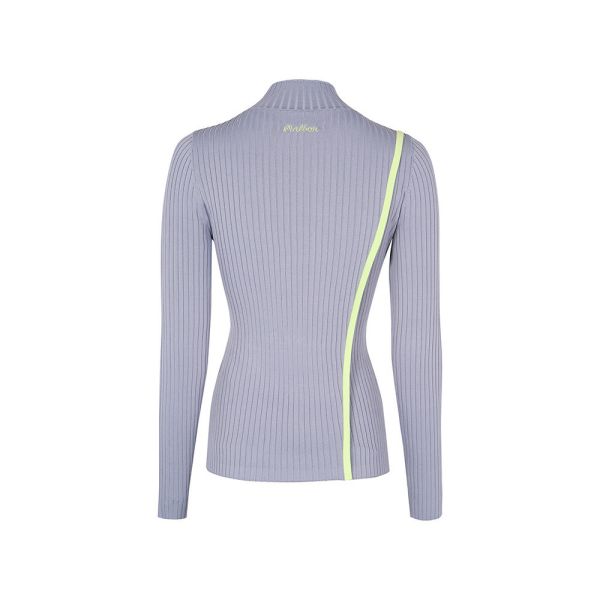 【 MALBON 】女款開衩高領針織衫 炭灰色 