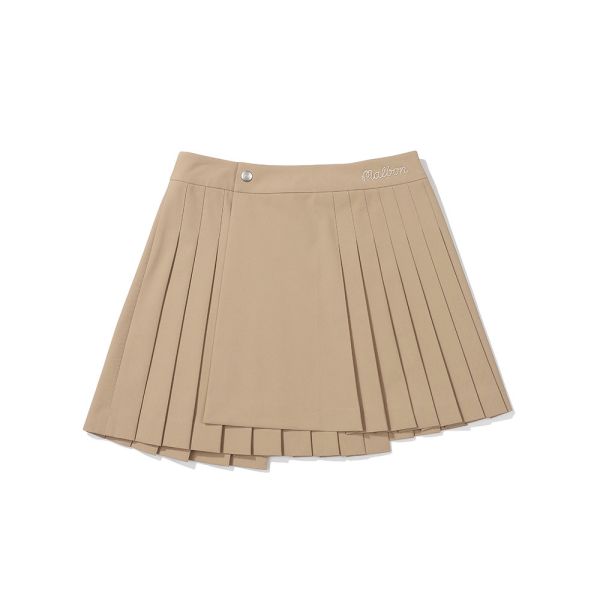 【 MALBON 24現貨 】不對稱造型百褶裙 卡其 