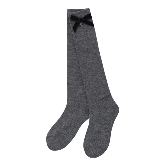 【 St ANDREWS 】絲絨護蝶結長襪 灰色 