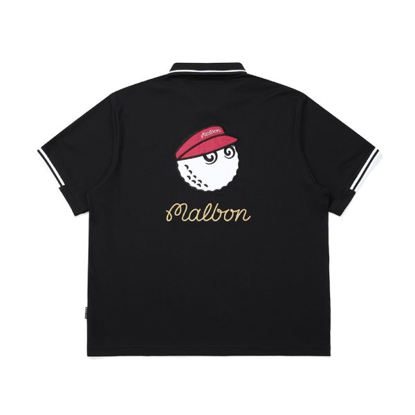 【 Malbon現貨L  】草寫logo 短袖POLO衫 黑 