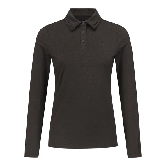 【 St ANDREWS 】女款荷葉領口POLO衫 黑色 