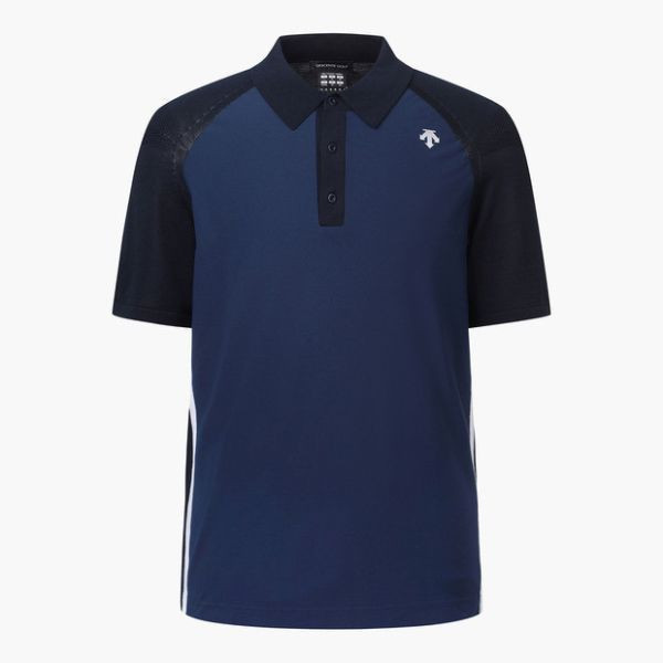 【 DESCENTE 】男款混合POLO衫 深藍 
