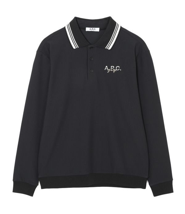 【 A.P.C golf 】男款線條領口POLO衫 黑 