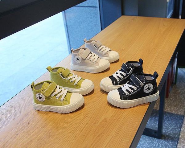 【預購】LIN016韓版男/女韓版高筒帆布鞋/小中大童鞋/三色選(14~19)【一雙就免運】 韓版男童寶寶鞋小白鞋學步鞋