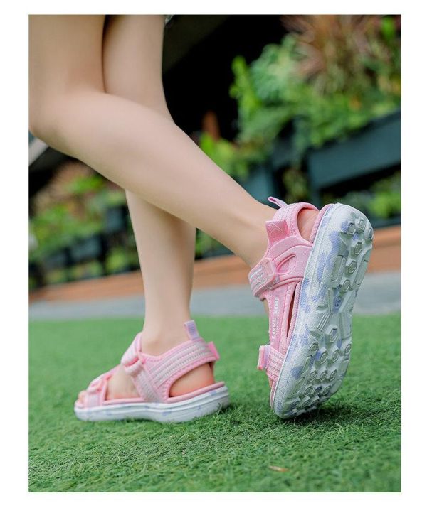 【預購】LIN009女童涼鞋沙灘鞋/三色選/軟底小中大童鞋(17.5~20)【一雙就免運】 韓版男童寶寶鞋小白鞋學步鞋