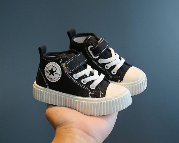 【預購】LIN016韓版男/女韓版高筒帆布鞋/小中大童鞋/三色選(14~19)【一雙就免運】 韓版男童寶寶鞋小白鞋學步鞋