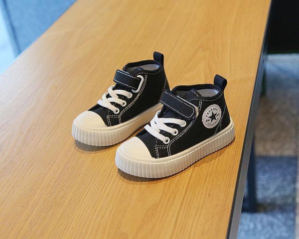 【預購】LIN016韓版男/女韓版高筒帆布鞋/小中大童鞋/三色選(14~19)【一雙就免運】 韓版男童寶寶鞋小白鞋學步鞋