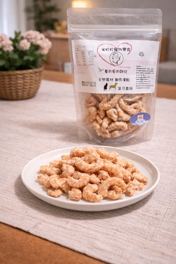凍乾蝦仁 寵物蝦仁凍乾|新鮮蝦仁原塊製成|低溫凍乾技術|蝦仁的天然營養與濃郁肉香|不添加人工香料、防腐劑與色素,讓毛孩吃得安心又健康。
日常獎勵|訓練零食