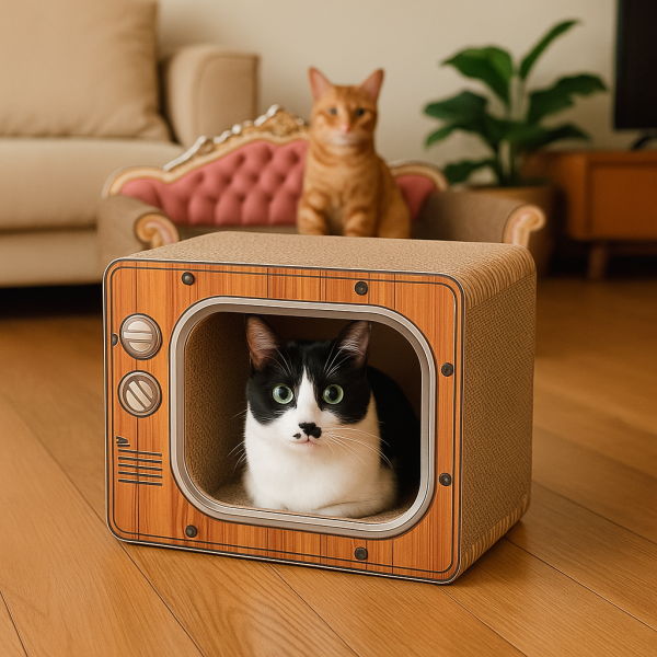 卡哇伊電視機 電視造型｜貓抓板｜隱藏｜躲貓貓