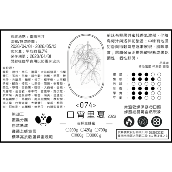 074 口宵里夏 2026 無加工蜂蜜,歐盟規範蜂蜜,義崎春,生蜂蜜,友蜂宣言,無加工,蜜蟲分離,自然熟成
