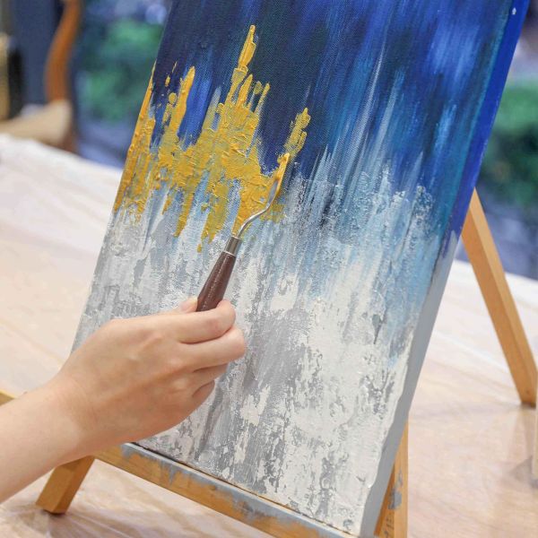 金箔光影森林畫 Gold Foil Forest of Light and Shadow 金箔畫、金箔森林畫、森林畫課程、金箔藝術、壓克力畫課程