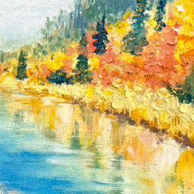 【風景系列】油性粉彩課－秋日湖景 Oil Pastel – Autumn Lakeside 油性粉彩、Oil Pastel、油性粉彩課程、秋日湖景、風景畫、風景插畫、景深構圖、光影描繪、水波倒影、MUNGYO油性粉彩、美術課程、台北畫畫課、久久學堂、久號、生活美學