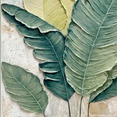 【風景系列】奶油抹畫－夏日植物 Landscape Series | Summer Botanical Texture Painting 奶油抹畫、夏日植物、植物裝飾畫、立體肌理畫、壓克力創作、石英砂畫、基里膏、藝術療癒、植物繪畫、居家裝飾畫、台北畫畫課、手作課程、久號、久久學堂