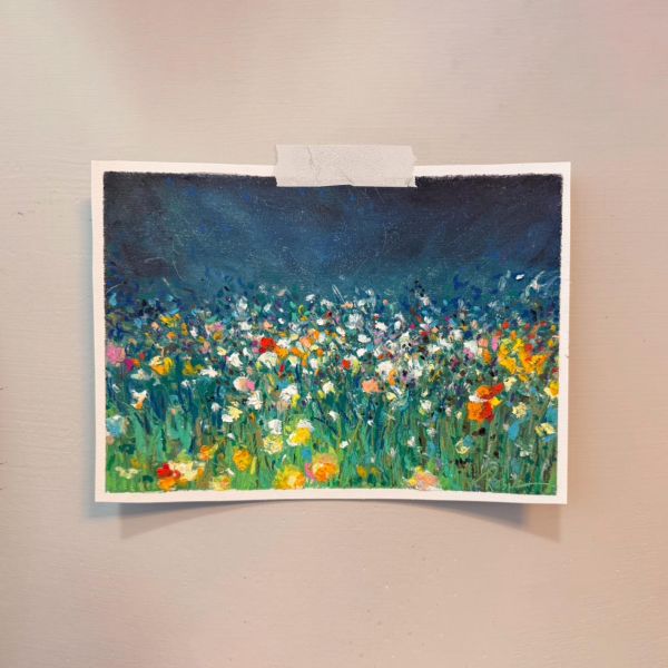 【風景系列】油性粉彩課－春夜花海Oil Pastel – Spring Night in Bloom 