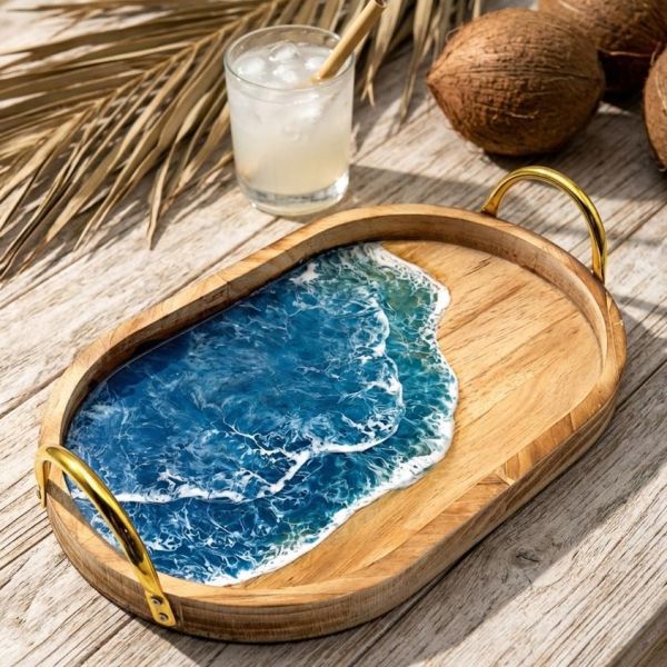 【夏季限定】把海洋帶回家－打造專屬海浪木托盤Ocean Resin Art Tray 海浪木托盤、樹脂藝術課程、環氧樹脂手作、海洋風居家擺飾、海浪藝術、木質托盤DIY、台北手作課程、生活美學課程、樹脂創作、海洋療癒手作、藝術手作體驗、久久學堂、久號課程、海洋風裝飾、居家風格佈置