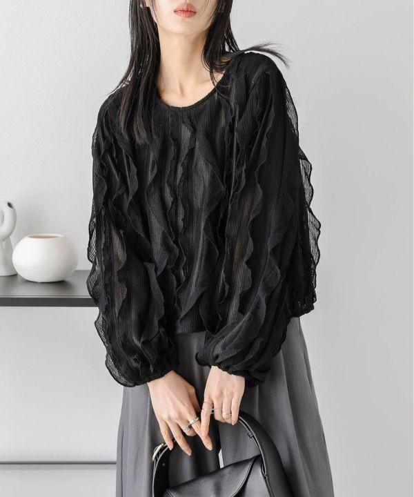 荷葉薄紗上衣 