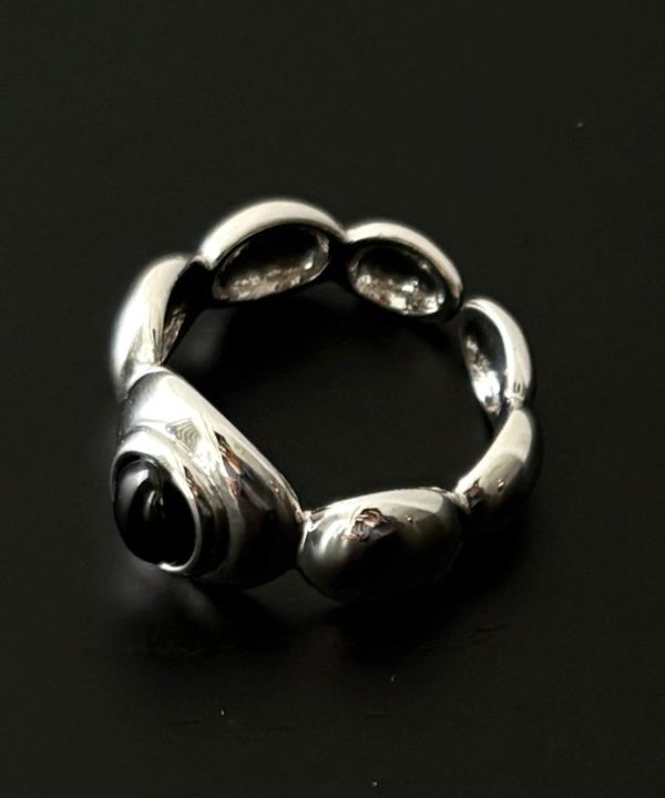 黑寶石復古銀戒 