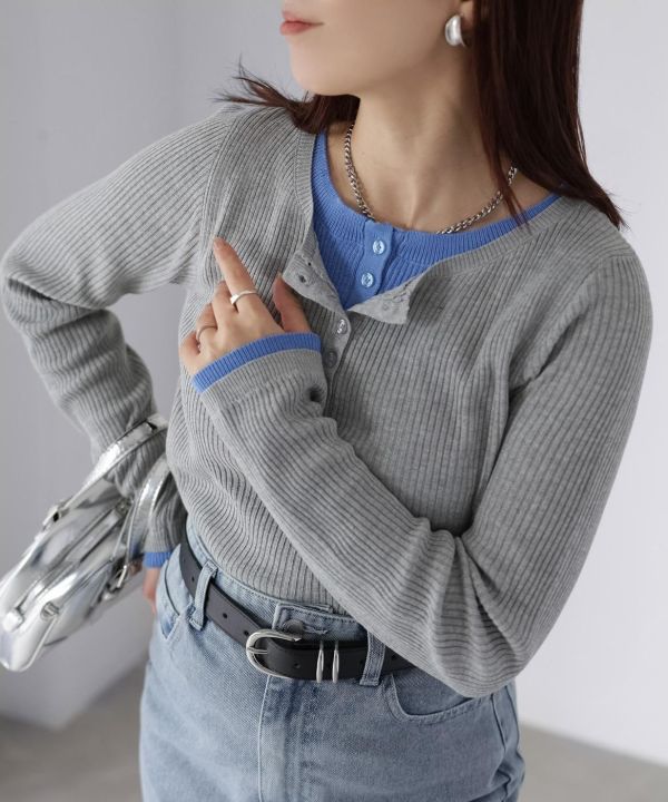 撞色羅紋針織 
