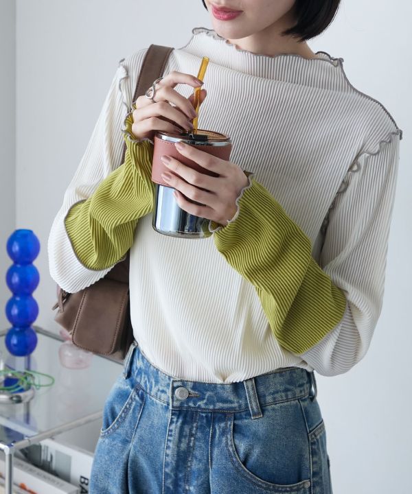 木耳邊薄紗上衣 