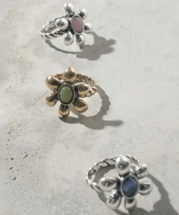 復古寶石花花戒 