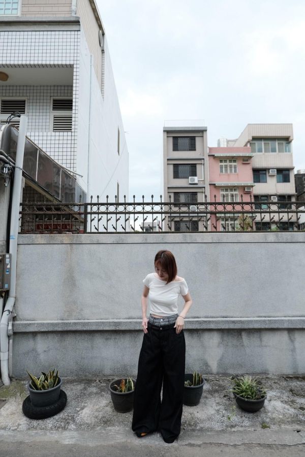 雙褲頭寬版牛仔 