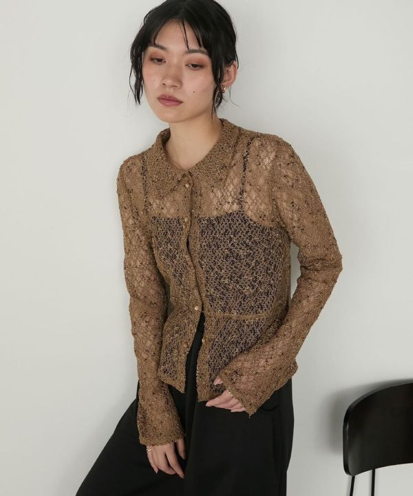 網眼貼身雙扣衫 
