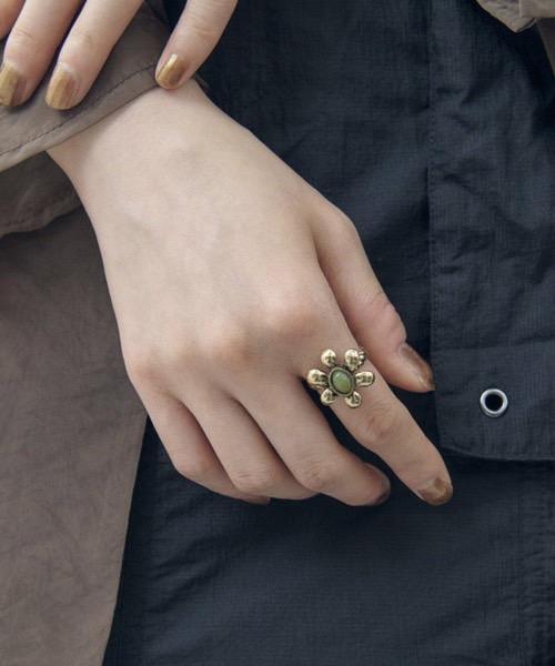 復古寶石花花戒 