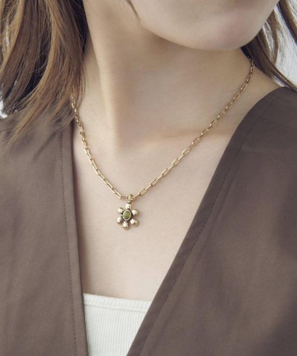 復古寶石花花項鍊 