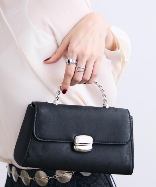 黑寶石復古銀戒 