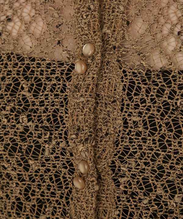 網眼貼身雙扣衫 