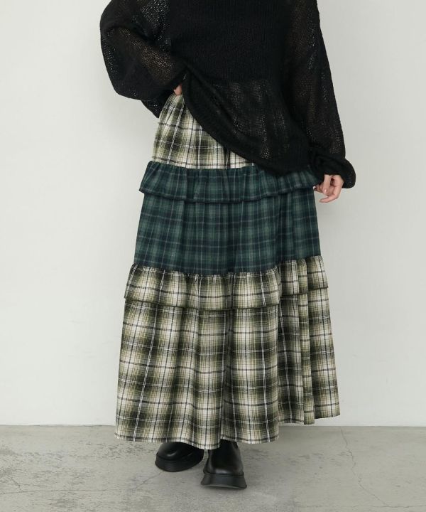 法蘭絨格紋裙 