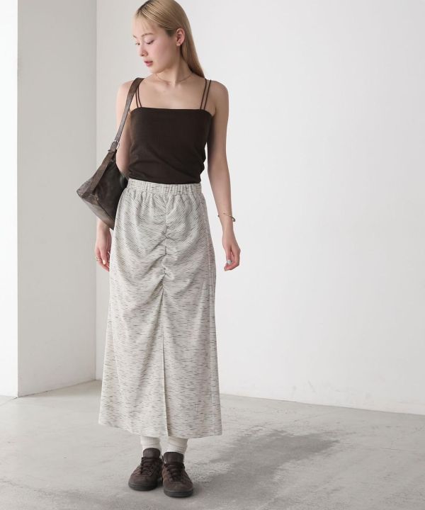 褶皺剪裁長裙 