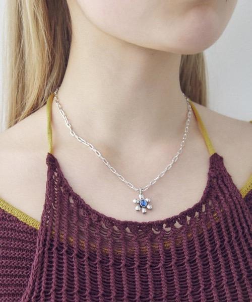 復古寶石花花項鍊 