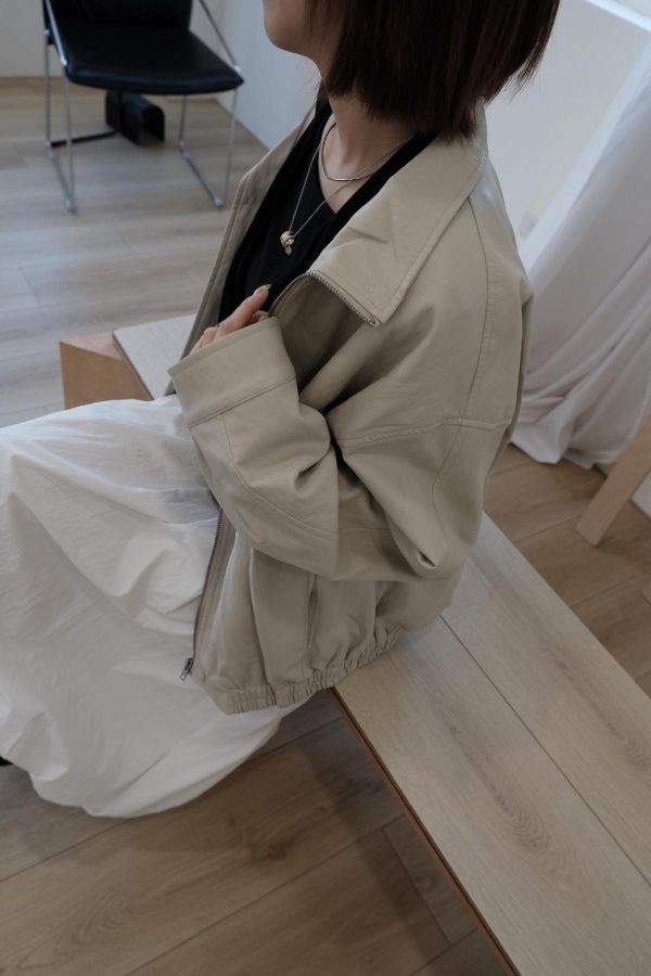 燕麥奶立領皮外 
