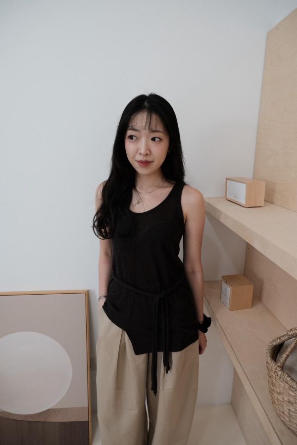 森霧不規則針織背心 