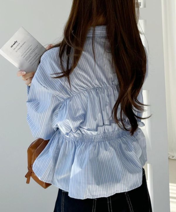 褶皺荷葉邊襯衫 