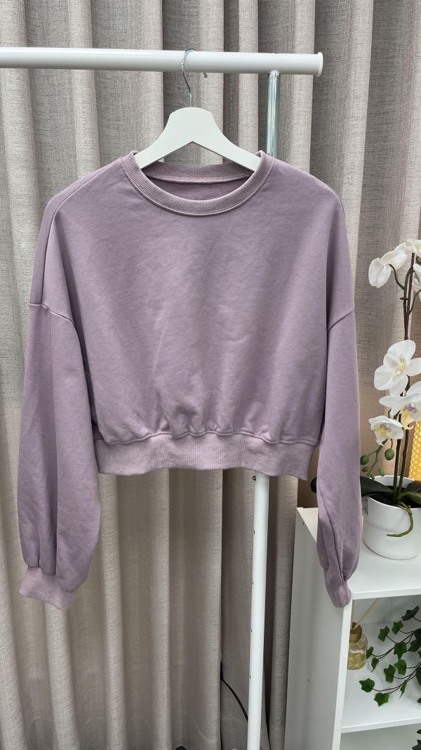 紫短版大學T 女上衣,二手女裝,穿搭,上衣,短版上衣,冬日上衣,冬日穿搭,溫柔系穿搭,韓系上衣,韓系穿搭,日常穿搭