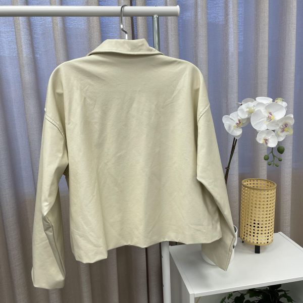 機車白色皮衣夾克 