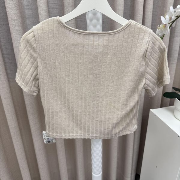 直條紋短版米色上衣 女上衣,二手女裝,穿搭,上衣,外套,襯衫